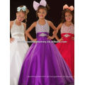 Hot venda halter frisado roxo feito sob medida vestido de bola junior meninas concurso vestidos CWFaf4671